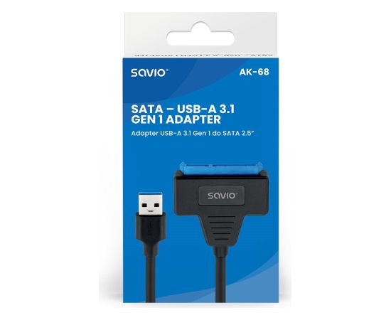 SAVIO AK-68 Adapter USB-A 3.1 Gen 1 (M) - SATA (F) for 2.5" drives
