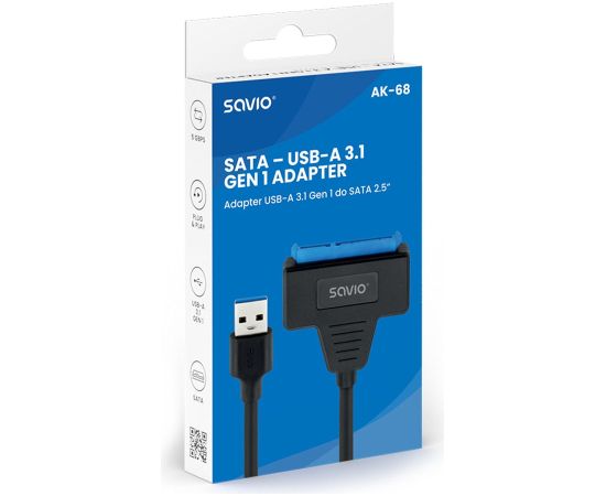 SAVIO AK-68 Adapter USB-A 3.1 Gen 1 (M) - SATA (F) for 2.5" drives