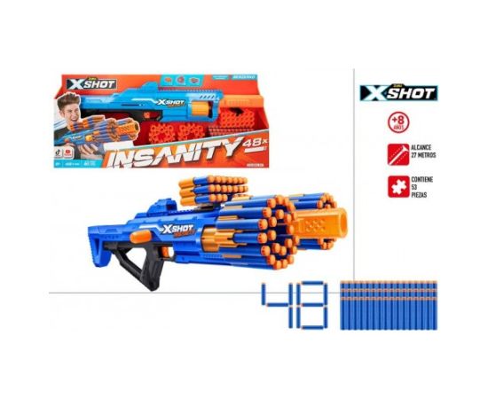 Pistole ar 48 porol. šautriņām līdz 27 m X-Shot Insanity Berzerko ZURU 8 g+ CB47146