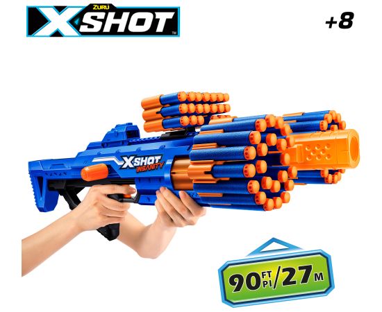 Пистолет с 48 порол. пулями, дальность до 27 метра X-Shot Insanity Berzerko ZURU 8 g+ CB47146