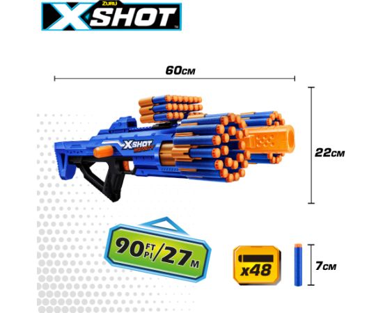 Пистолет с 48 порол. пулями, дальность до 27 метра X-Shot Insanity Berzerko ZURU 8 g+ CB47146