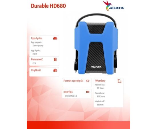 A-data EXTERNAL HDD ADATA HD680 2TB (AHD680-2TU31-CBL)