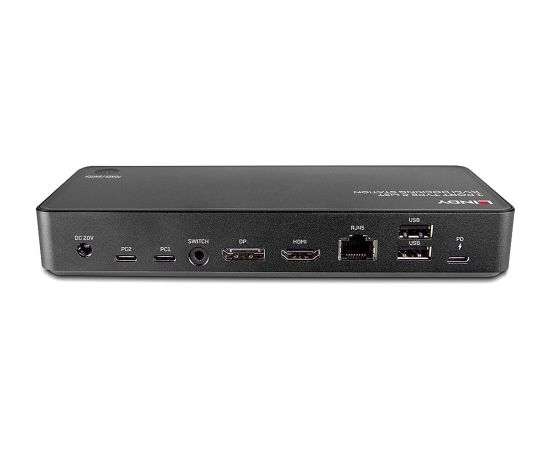 Lindy 2 Port Type C MST KVM Docking, Docking Station (Black)