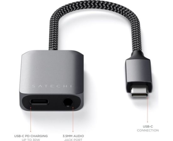 Adapter USB Satechi USB-C - Jack 3.5mm + USB-C  (ST-UCAPDAM)