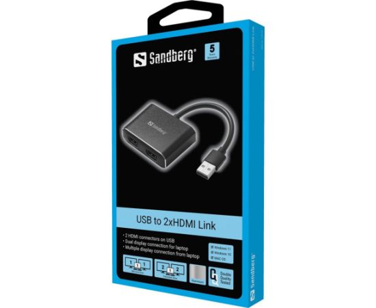 Adapter USB Sandberg USB to 2xHDMI Link