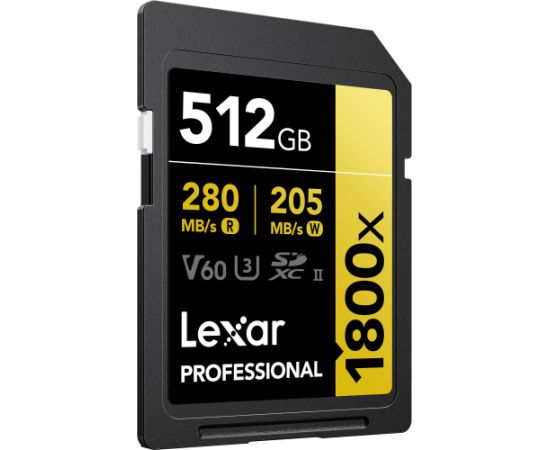 Lexar memory card SDXC 512GB Professional 1800x UHS-II U3 V60