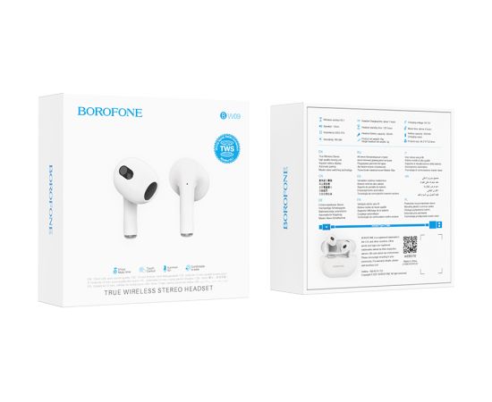 OEM Borofone TWS Bluetooth austiņas BW09 Sound Rhyme White