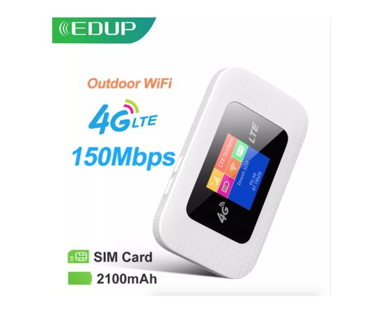 EDUP D523 4G LTE Portable Modem Wi-Fi Hotspot 2100mAh Maršrutētājs