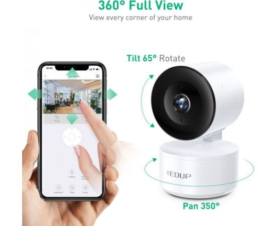 EDUP EH-2048P17 V2 Smart IPCam Умная камера для дома Wi-Fi / PTZ 350° / 2K H.264 / microSD / Audio / IR WDR / USB-C