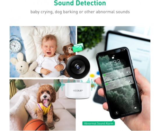 EDUP EH-2048P17 V2 Smart IPCam Умная камера для дома Wi-Fi / PTZ 350° / 2K H.264 / microSD / Audio / IR WDR / USB-C