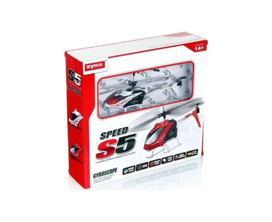 SYMA S5 Helikopters ar žiroskopu stabilizatoru / LED / Sarkans