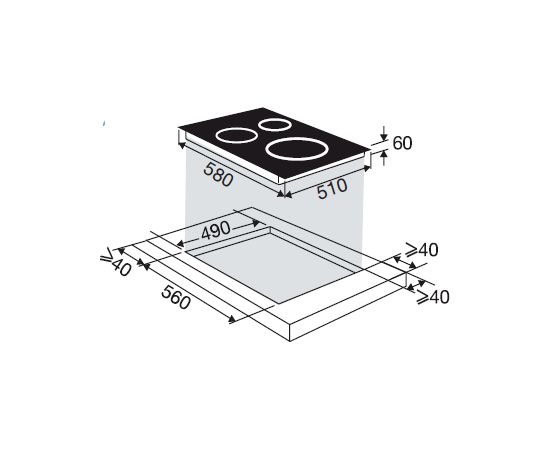 Built in induction hob Brandt BPI364DPB