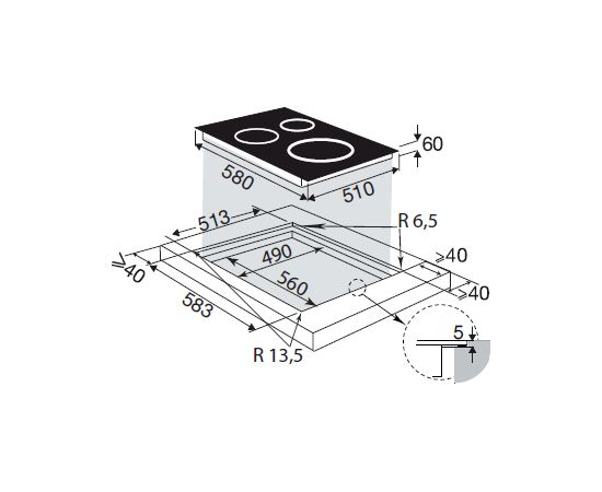 Built in induction hob Brandt BPI364DPB