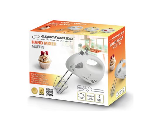 Esperanza EKM007WE mixer Hand mixer Gray, White 150 W