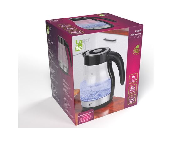 LAFE CEG017 electric kettle 1.7 L 2200 W Black, Transparent