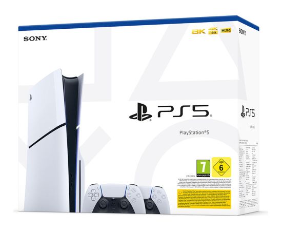 Sony Playstation 5 Slim 825GB BluRay (PS5) White + 2 Dualsense controllers Игровые приставки