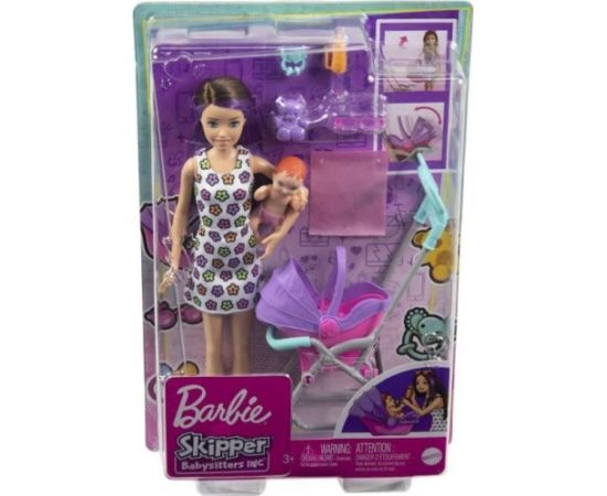 Mattel Lalka Barbie Barbie Opiekunka Skipper Wózek + bobas Zestaw GXT34