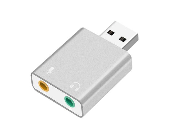 RoGer USB Аудио картa с микрофонным входом / Virtual 7.1 / серебряный