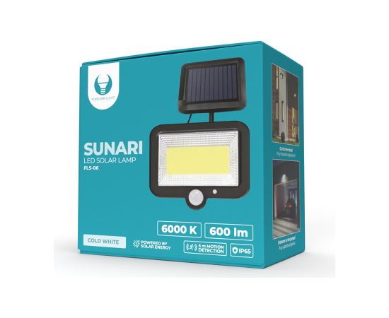 Forever Light SUNARI Saules Lampa LED / FLS-06 / COB PIR / 8W /  600lm / 6000K / 1800mAh / Li-Ion