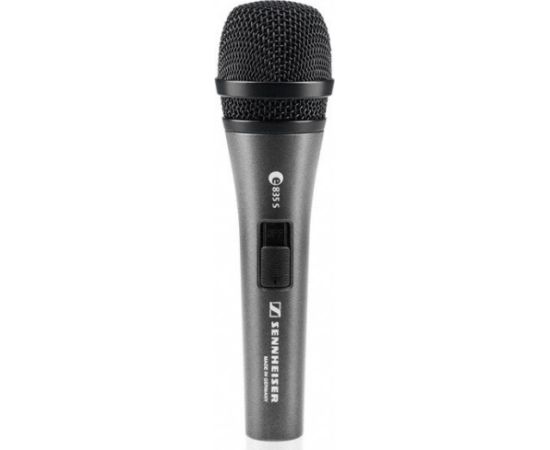 SENNHEISER E 835-S, VOCAL MICROPHONE, DYNAMIC, CARDIOID, I/O SWITCH, 3-PIN XLR-M, ANTHRACITE, INCLUDES CLIP AND BAG