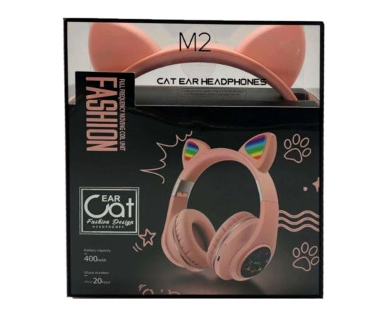 RoGer Cat M2 Bluetooth Наушники с кошачьими ушками LED / розовые