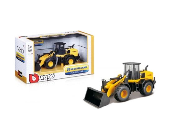 Bburago New Holland W170D contruction / Būvniecības traktors ar kausu / Bērnu 1:50 Dzeltens