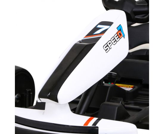 Vienvietīgs elektriskais kartings bērniem Speed 7 Drift King, balts
