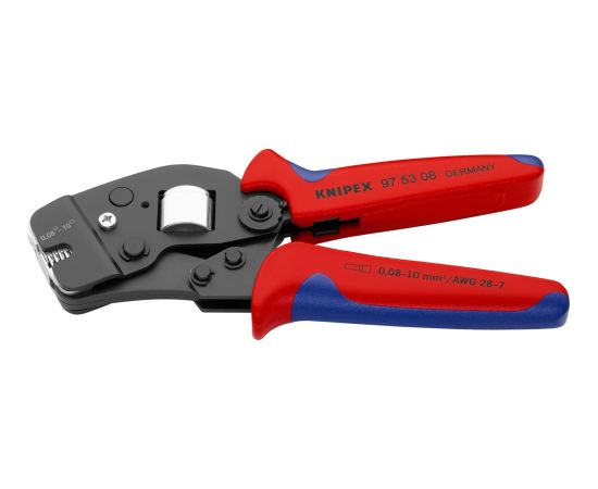 KNIPEX self-adjusting crimping pliers 97 53 08 (red/blue, for ferrules, front entry)