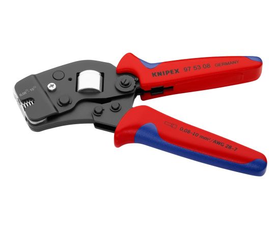 KNIPEX self-adjusting crimping pliers 97 53 08 (red/blue, for ferrules, front entry)