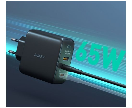 Aukey AUEKY Omnia II Mix PA-B6T Wall charger 1x USB 2x USB-C Power Delivery 3.0 65W Black