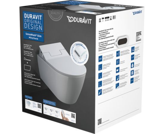Duravit pods ME by Starck Rimless SensoWash, stiprināms pie sienas, 370x570 mm, Durafix, + SensoWash Slim SC Podi pie sienas
