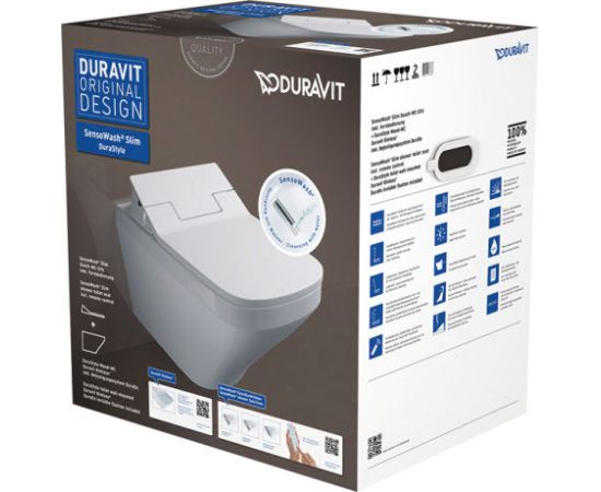 Duravit pods DuraStyle SensoWash Rimless, stiprināms pie sienas, 370x620 mm, Durafix, balts+ SensoWash Slim Podi pie sienas