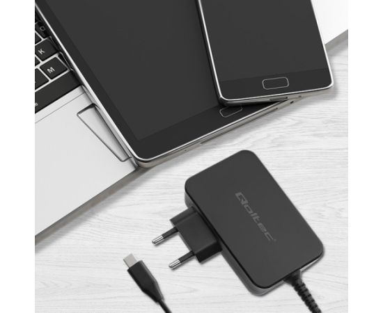 Qoltec 52388 GaN POWER PRO charger | 1xUSB-C | 100W | 5-20V | 3-5A | Black