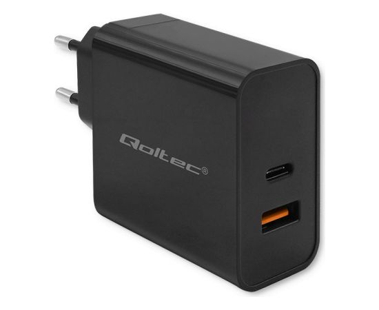 Qoltec 52381 Super Quick PD charger | 1xUSB-C | 1xUSB| 90W | 5-20V | 2.4-4.35A | Black