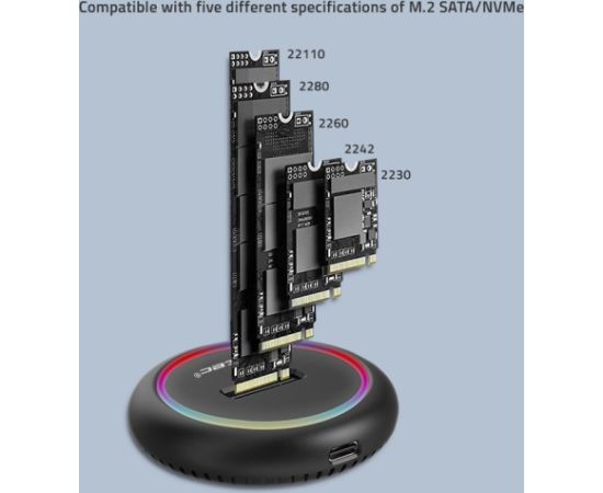 Qoltec 52275 M.2 SSD drive docking station | SATA | NVMe | USB-C | 2TB
