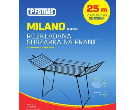 PROMIS MILANO laundry dryer, foldable, additional 4 wings, black