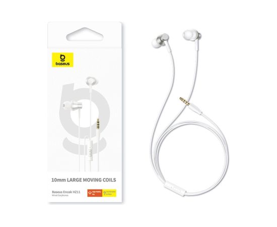 Baseus Wired Earphones 1.2m (3.5mm jack) Encok HZ11, White