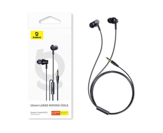 Baseus Wired Earphones 1.2m (3.5mm jack) Encok HZ11, Black