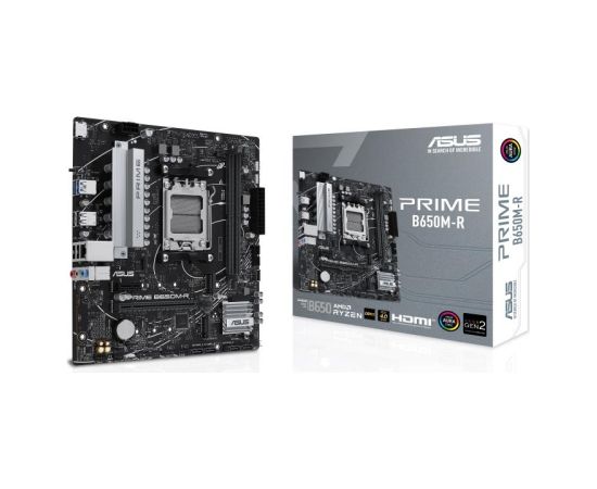 Mainboard ASUS AMD B650 SAM5 Micro-ATX Memory DDR5 Memory slots 2 1xPCI-Express 4.0 1x 2xPCI-Express 4.0 16x 2xM.2 1xHDMI 4xUSB 2.0 2xUSB 3.2 1xRJ45 3xAudio port PRIMEB650M-R