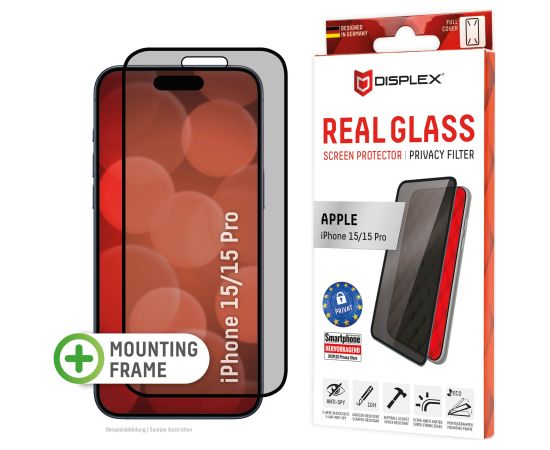 Apple iPhone 15/15 Pro Real 3D Screen Privacy Glass By Displex Black