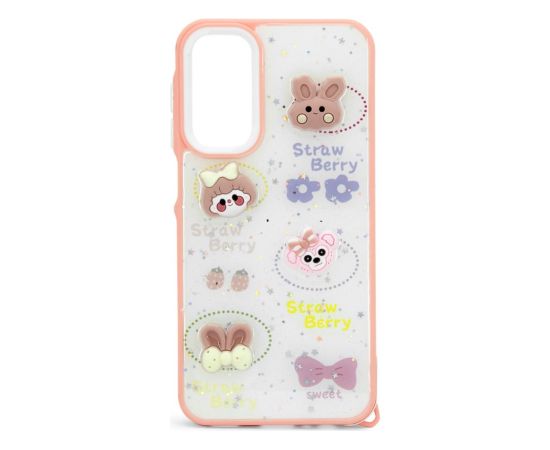 iLike Samsung  Galaxy A15 EPOXY CARTOON COVER White Pink