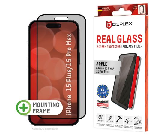 Apple iPhone 15 Plus/15 Pro Max Real 3D Screen Privacy Glass By Displex Black