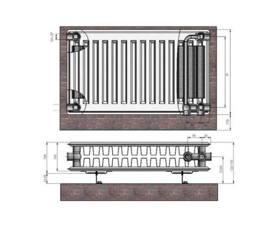 Termolux Радиатор 22x500x1200 универс. подкл., с крепл.,