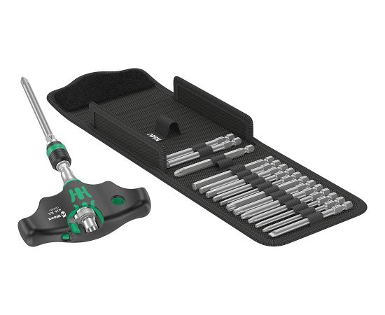 Wera Kraftform Kompakt 400 RA Imperial Set 1, with ratchet function, bit set (black/green, 1/4", 17 pieces)