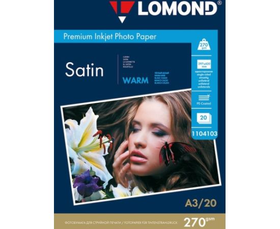 Lomond Premium Photo Paper Satin 270 g/m2 A3, 20 sheets, Warm