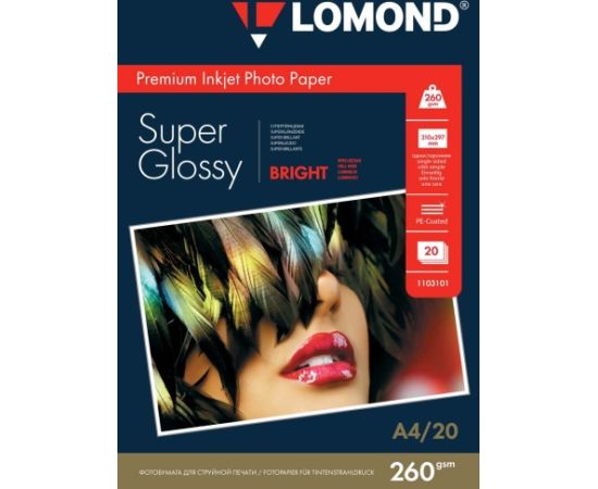 Lomond Premium Photo Paper Super Glossy 260 g/m2 A4, 20 sheets, Bright