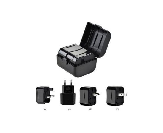 iLike Universal  CP TR1 Network 3in1 Multi-Adapter UK 3-Pin - Euro 2pin - US (USA) - Asia + Storage Case Black