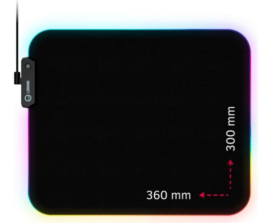 Lorgar Steller 913, Gaming mouse pad, High-speed surface, anti-slip rubber base, RGB backlight, USB connection, Lorgar WP Gameware support, size: 360mm x 300mm x 3mm, weight 0.250kg