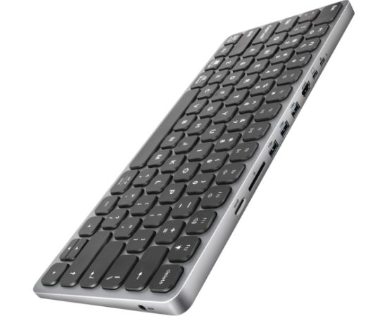 AXAGON HMC-KB keyboard USB-C 5Gbps with HUB, microSD/SD, 3x USB-A, HDMI 4K/60Hz, PD 100W, Audio, US layout