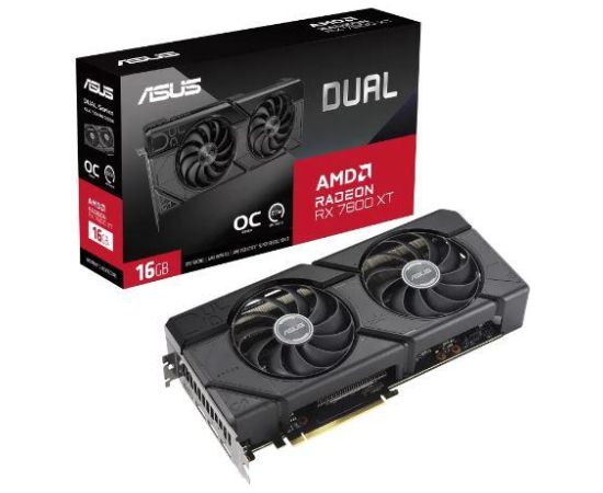 Graphics Card ASUS AMD Radeon RX 7800 XT 16 GB GDDR6 256 bit PCIE 4.0 16x Dual Slot Fansink 1xHDMI 3xDisplayPort DUAL-RX7800XT-O16G